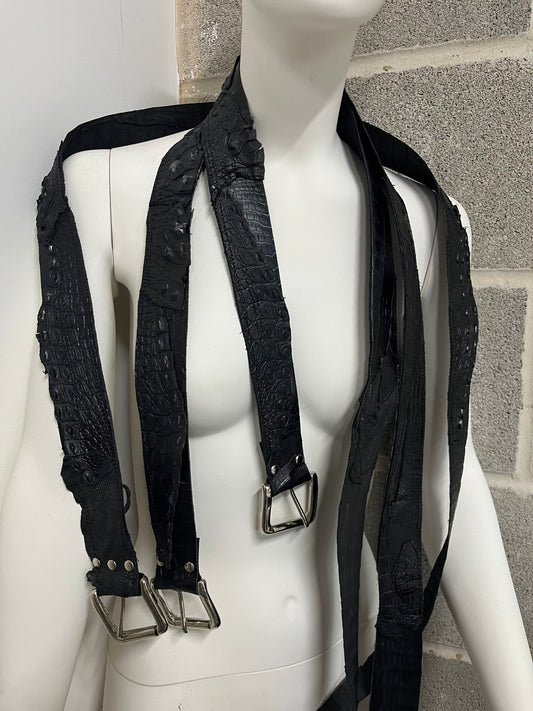 Crocodile leather basic belt